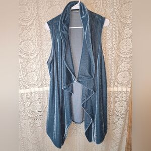 Soft Surroundings Velvet Blue Womens Vest XL Sleevelesd